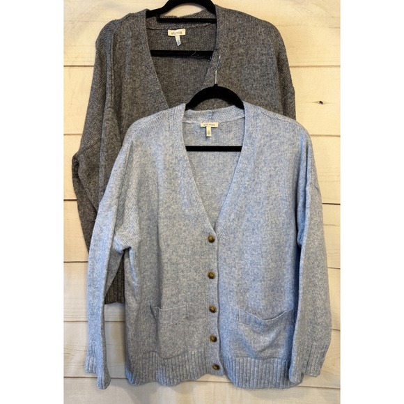 Ella Moss Women's Blue Marled Knit Button Front Cardigan Sweater Size Large - Picture 1 of 9